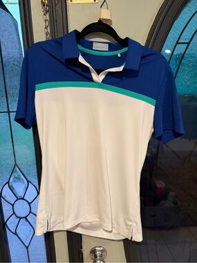 Callaway White, Royal Blue & Teal Performance Polo